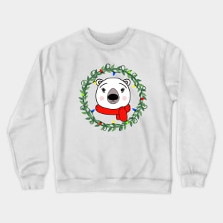 Merry Beary Polar Bear Christmas Wreath Crewneck Sweatshirt